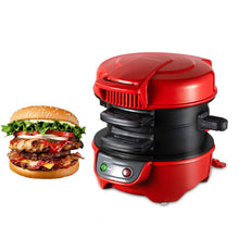Multi-Layer Sandwich & Burger Maker with Egg Cooker Plate Non-Stick Slide-Out Assembly Red