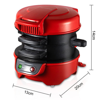 Multi-Layer Sandwich & Burger Maker with Egg Cooker Plate Non-Stick Slide-Out Assembly Red