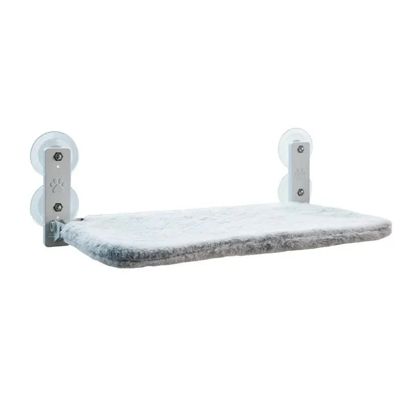 Foldable Window Cat Perch - 52x30cm Faux Rabbit Fur Hammock