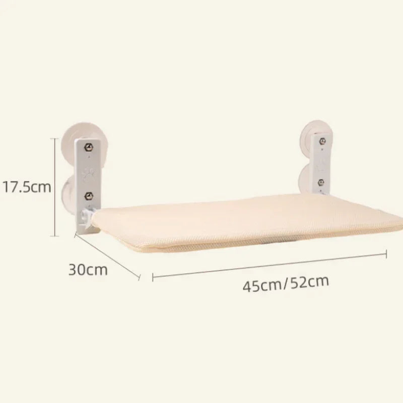Foldable Window Cat Perch - 52x30cm Plush Hammock with Dual Suction Cups