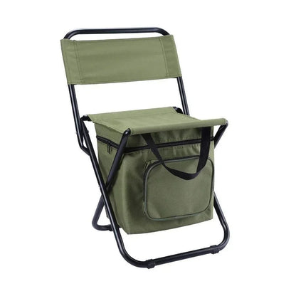 Camping Chair 3-in-1 Folding with 10L Cooler Bag Olive Green - Portable Backpack Stool