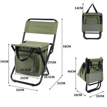 Camping Chair 3-in-1 Folding with 10L Cooler Bag Blue - Portable Backpack Stool