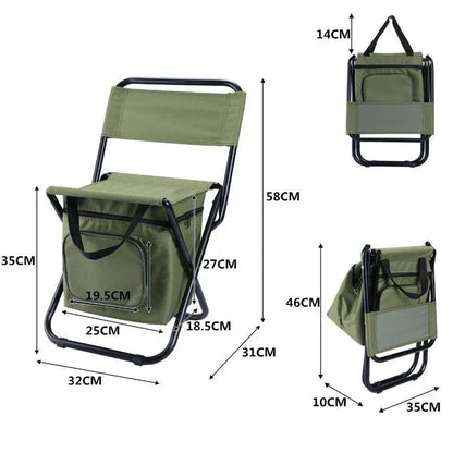 Camping Chair 3-in-1 Folding with 10L Cooler Bag Blue - Portable Backpack Stool