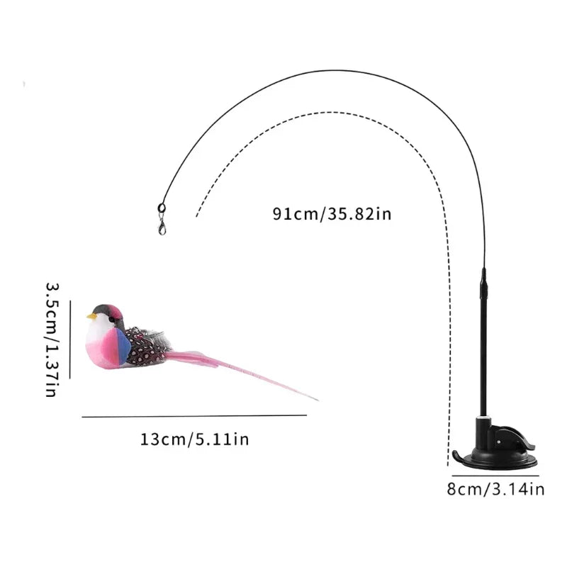 Interactive Self-Play Cat Wand - Suction Base Bouncing Teaser