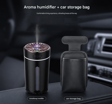 Black Car Aroma Diffuser Humidifier with Storage Box, USB Powered Car Air Freshener Mist Maker, Portable Vehicle Humidifier with Organizer Holder, Essential Oil Diffuser for Auto Interior Decoration