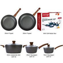 5-Piece Non-Stick Marble Coating Cookware Set with Frypans and Saucepans