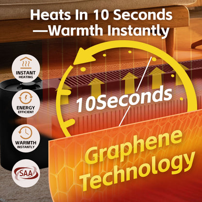 2200W Graphene Floor Heater Slim Panel Electric 25m² Ultra-Quiet Tip-Over Overheat Protection