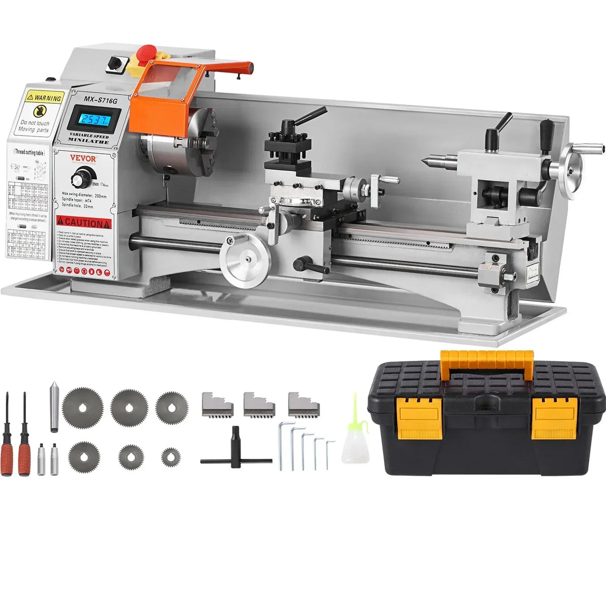VEVOR Mini Metal Lathe 180x400mm 800W 150-2500 RPM Benchtop