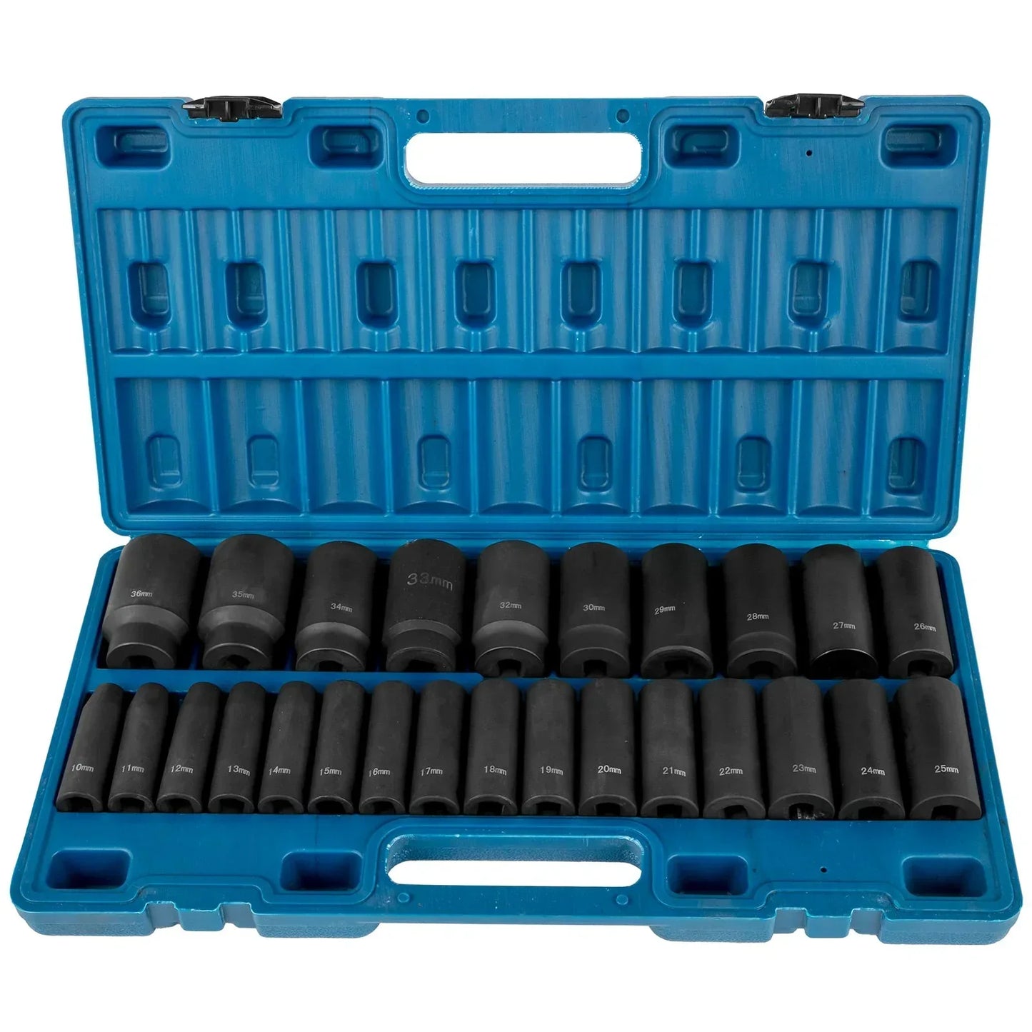 VEVOR 26pc 1/2" Drive Impact Socket Set Metric 10-36mm Deep 6-Point