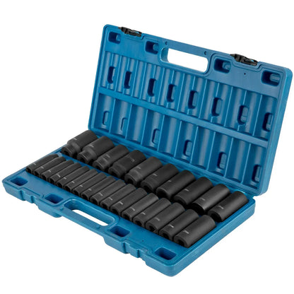 VEVOR 26pc 1/2" Drive Impact Socket Set Metric 10-36mm Deep 6-Point