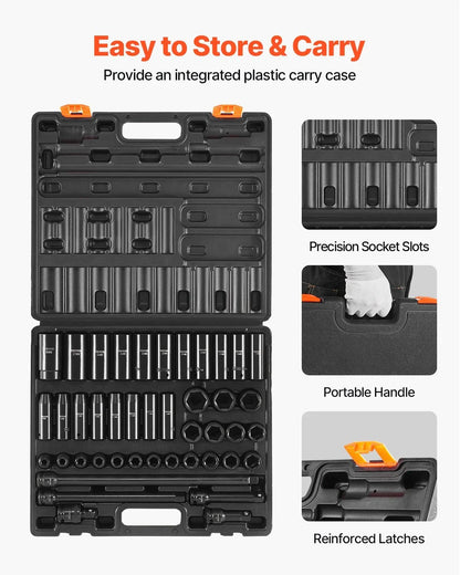 VEVOR 43pc Impact Socket Set 6-Point Metric 9-30mm Standard Deep