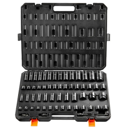 VEVOR 59pc Impact Socket Set 3/8" 1/2" Drive 6-Point Ratchet Kit