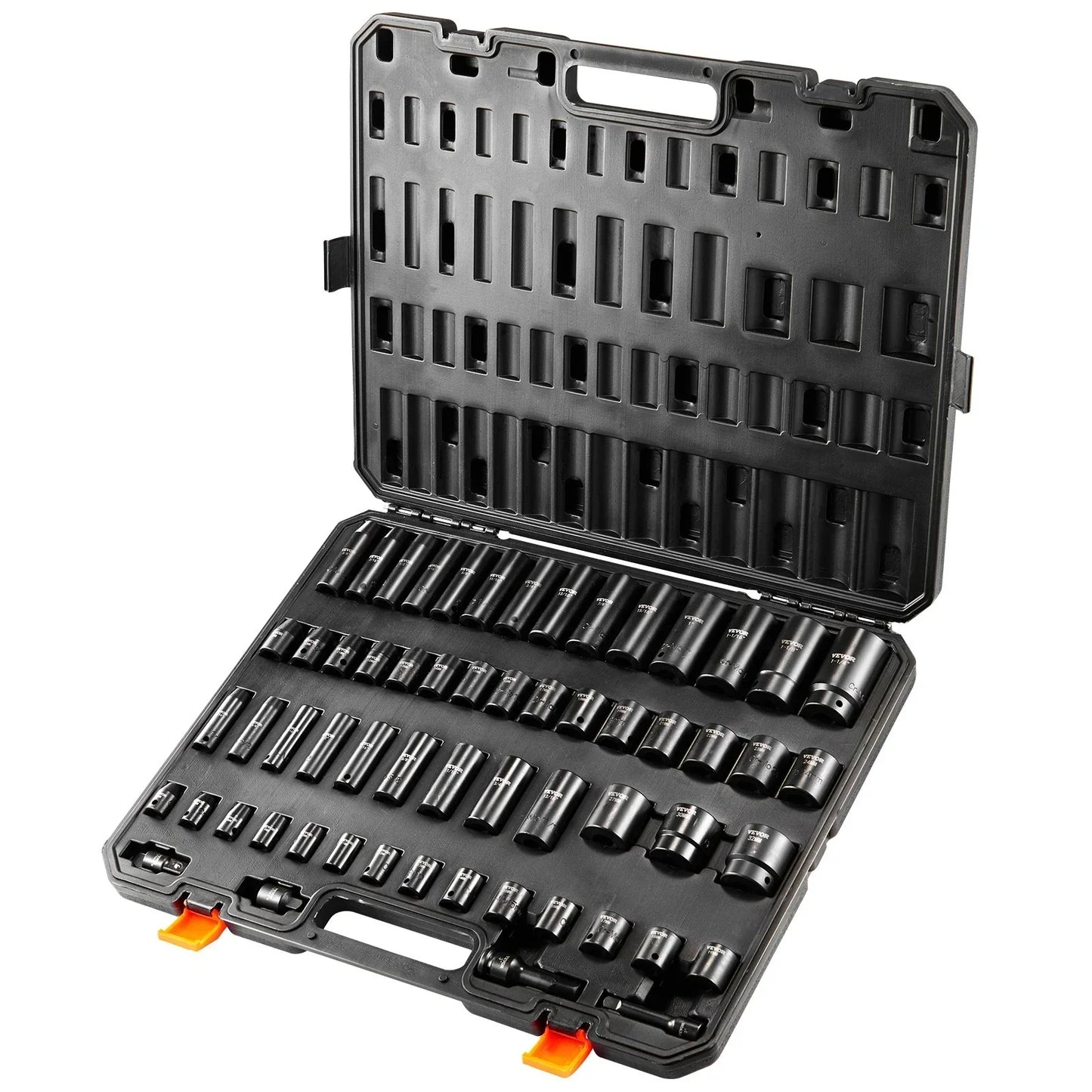 VEVOR 59pc Impact Socket Set 3/8" 1/2" Drive 6-Point Ratchet Kit