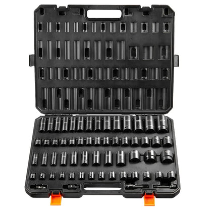 VEVOR 59pc Impact Socket Set 3/8" 1/2" Drive 6-Point Ratchet Kit