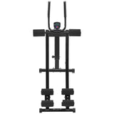 Black vertical ab exercise machine with foam rollers and digital display on white background