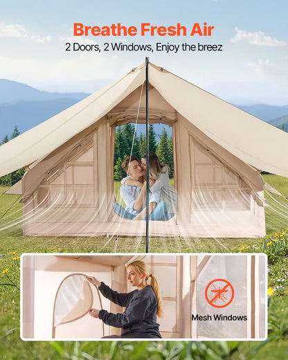 VEVOR Inflatable Camping Tent 3-5 Person Easy Setup Blow Up 4 Season Glamping