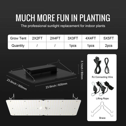 VEVOR LED Grow Light, 400W Full Spectrum Dimmable, High Yield Samsung 2B1B Diodes Growing Lamp for Indoor Plants Seedling Veg and Bloom Greenhouse Growing, Daisy Chain Driver for 4x4/5x5 ft Grow Tent - Stacks Warehouse