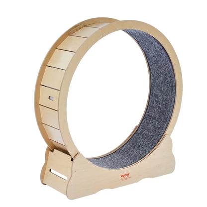 VEVOR Wooden Cat Exercise Wheel, 43.3" Large Cat Treadmill Wheel for Indoor Cats, Cat Running Wheel with Detachable Carpet & Cat Teaser for Running/Walking/Training, Suitable for Most Cats Yellow