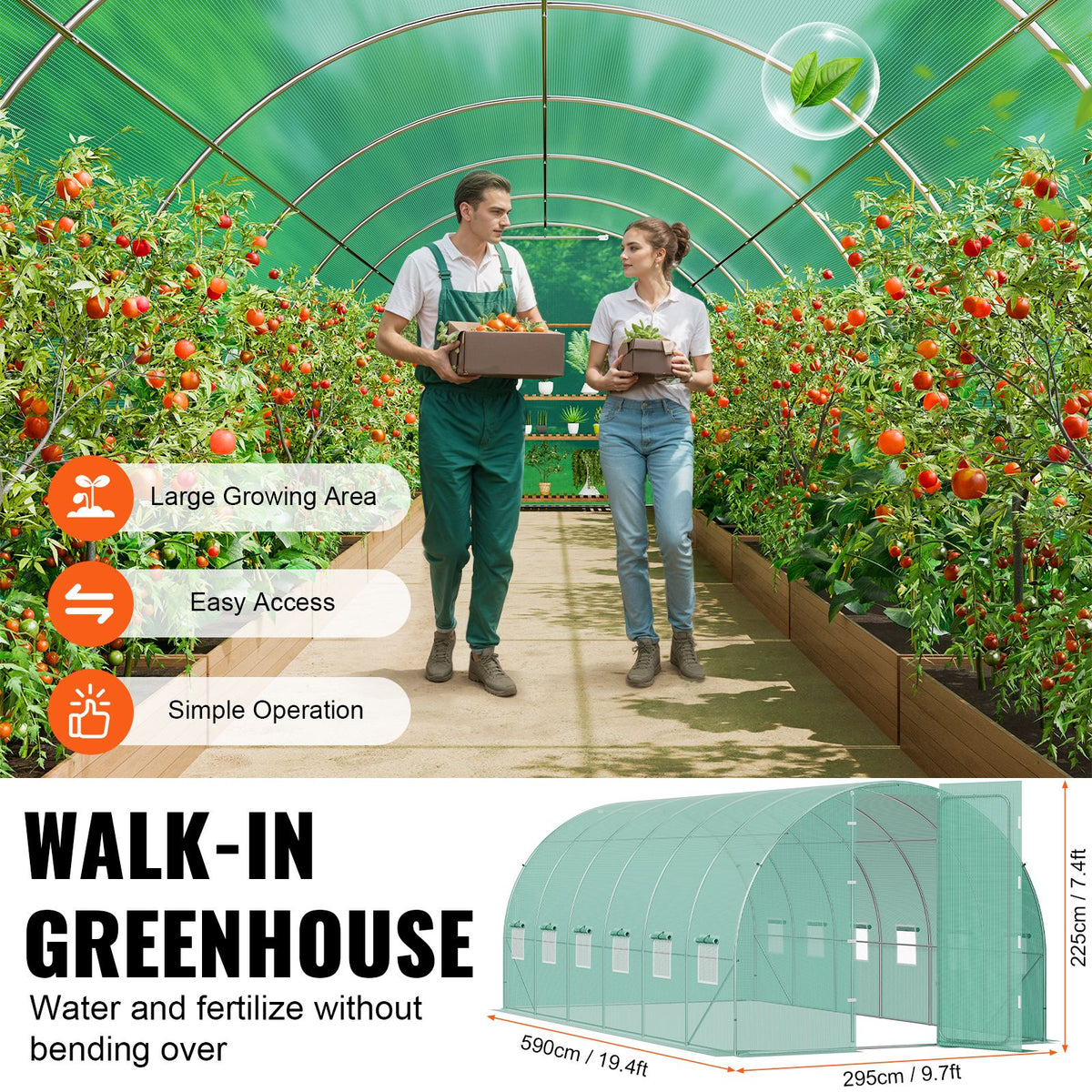 Tunnel greenhouse double-stitched seams and reinforced window seams