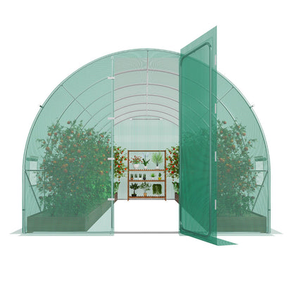 Tunnel greenhouse extended cover edges for burying or weighting down