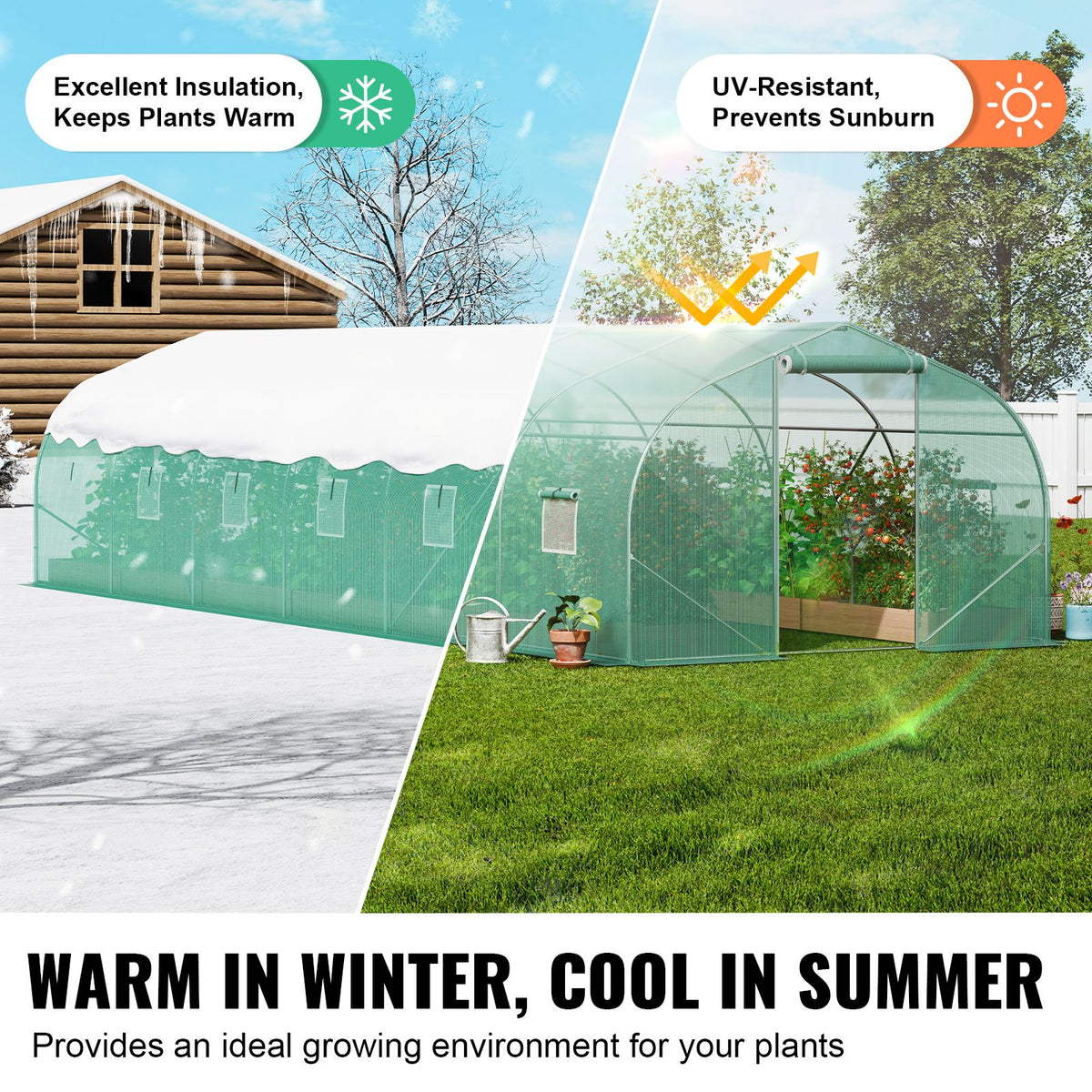 Tunnel greenhouse roll-up zipper door with velcro fastening
