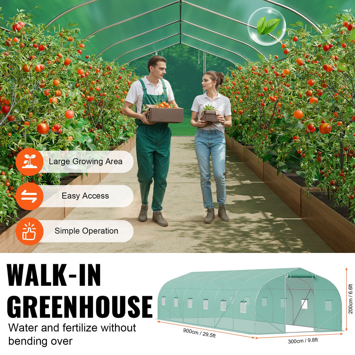 Tunnel greenhouse 12 mesh windows for ventilation