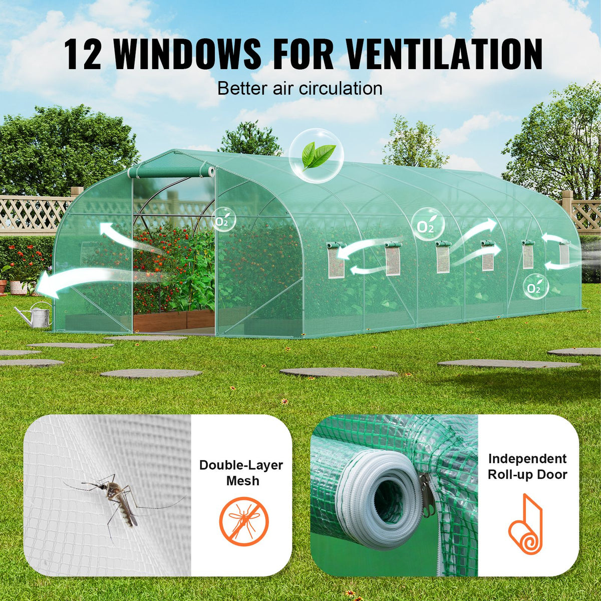 Tunnel greenhouse 140gsm high-density PE cover, waterproof and sun-resistant