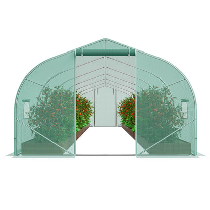 Tunnel greenhouse extended cover edges for burying or weighting down