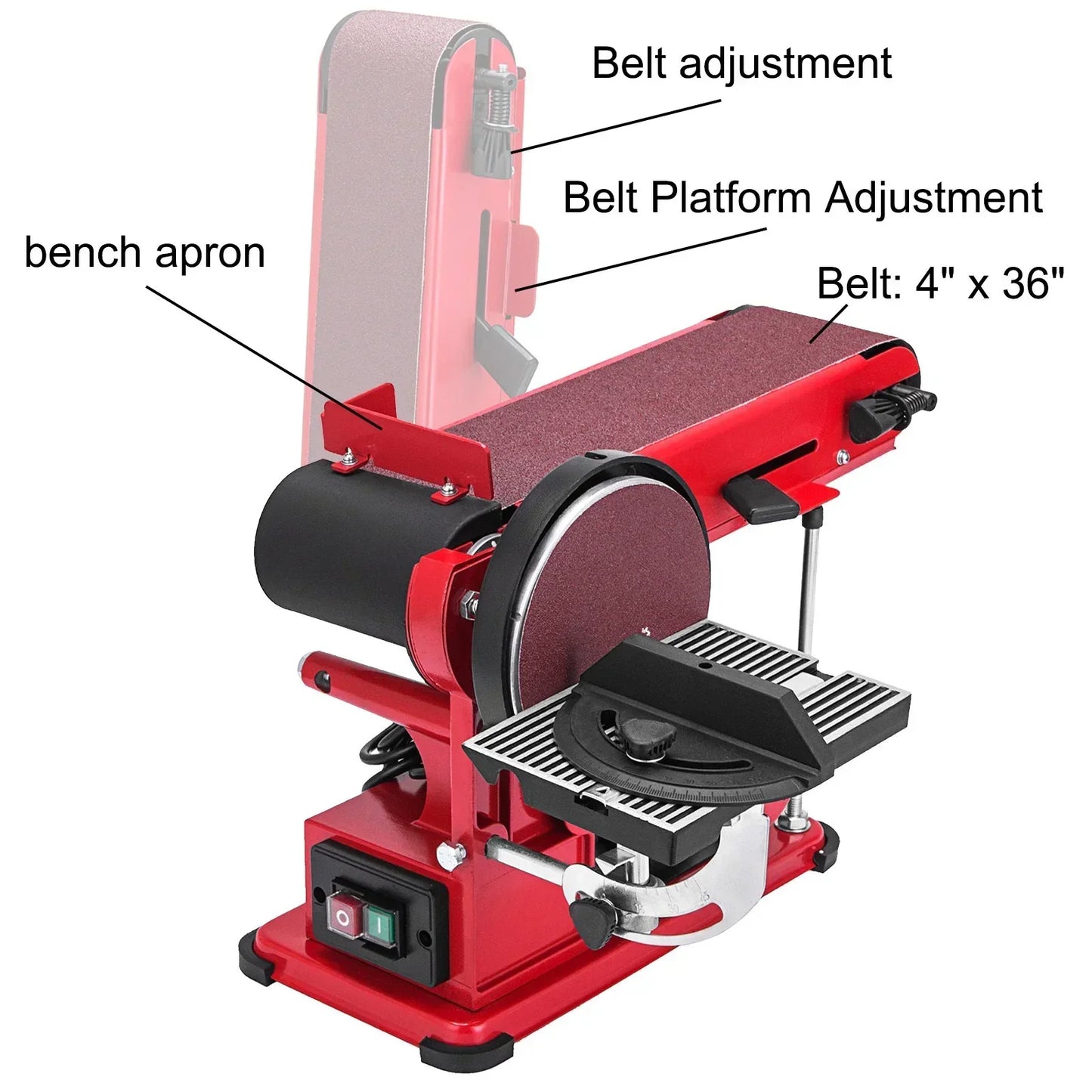 VEVOR Belt Disc Combo Sander 4"x36" 6" 375W Bench Grinder