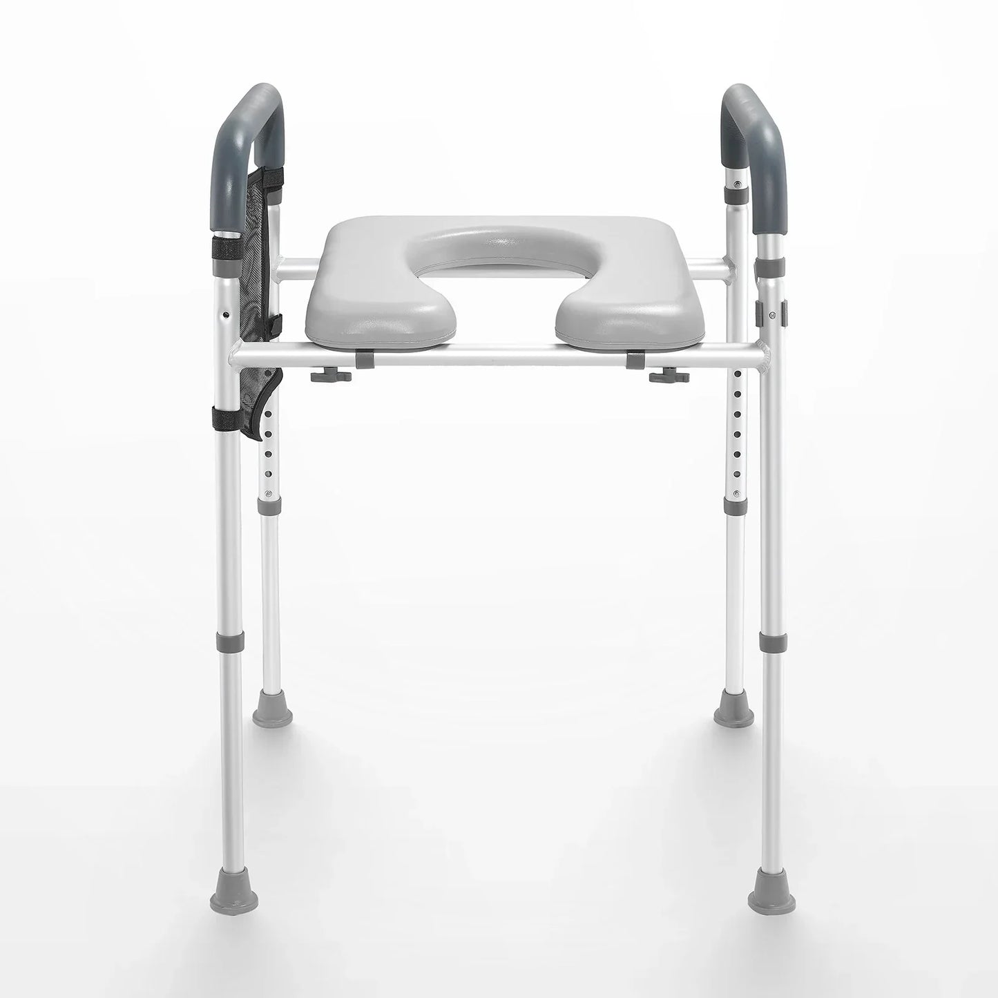 VEVOR Raised Toilet Seat, 7-Position Height Adjustment 655-805 Mm, 158.7 kg Weight Capacity, with Comfort Padded Aluminum Frame, Universal Toilet Seat Riser, for Elderly, Handicap, Pregnant, Medical