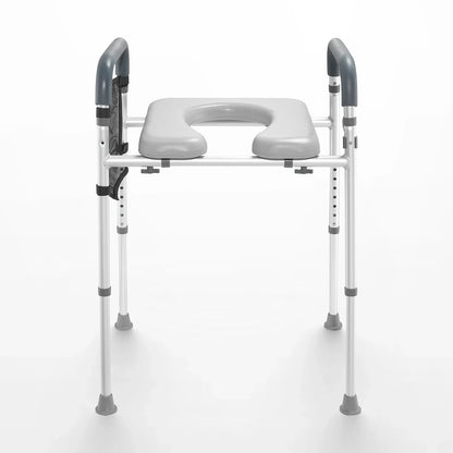 VEVOR Raised Toilet Seat, 7-Position Height Adjustment 655-805 Mm, 158.7 kg Weight Capacity, with Comfort Padded Aluminum Frame, Universal Toilet Seat Riser, for Elderly, Handicap, Pregnant, Medical