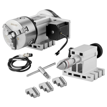 VEVOR Dividing Head 100mm 3-Jaw Chuck CNC 4th Axis Rotational