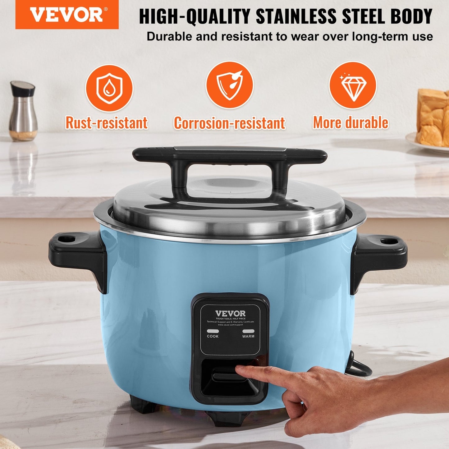 VEVOR Commercial Rice Cooker 8L 40-Cup Non-Stick 1300W Auto Keep-Warm Restaurant Catering