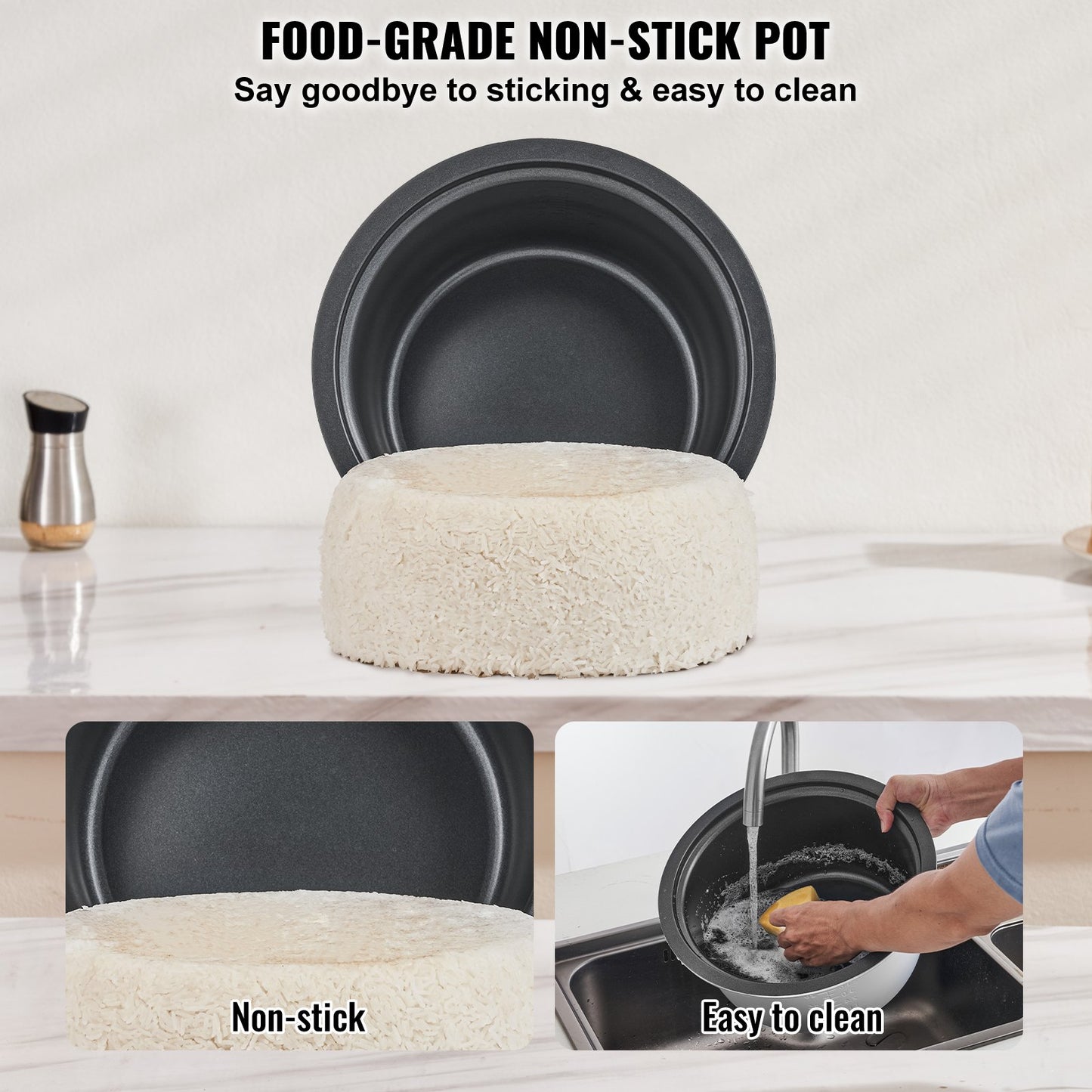VEVOR Commercial Rice Cooker 8L 40-Cup Non-Stick 1300W Auto Keep-Warm Restaurant Catering