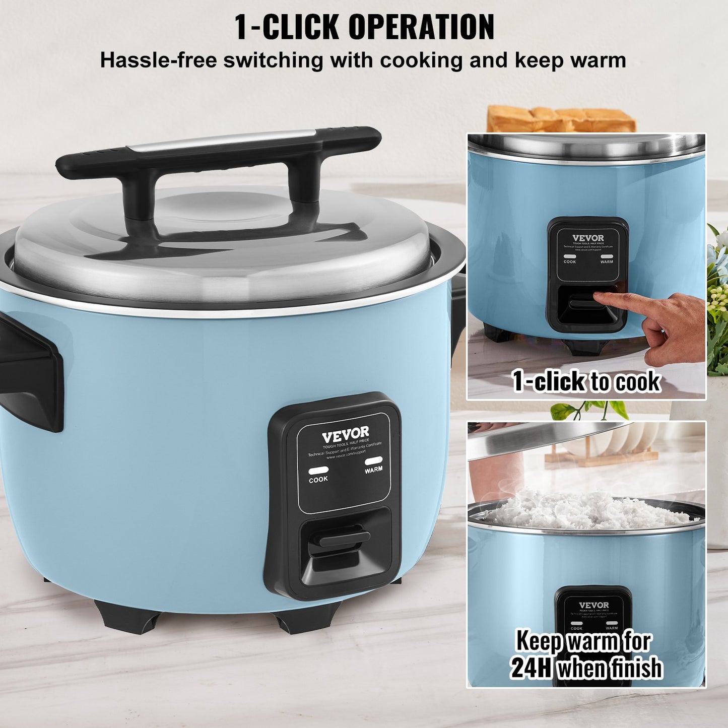 VEVOR Commercial Rice Cooker 8L 40-Cup Non-Stick 1300W Auto Keep-Warm Restaurant Catering