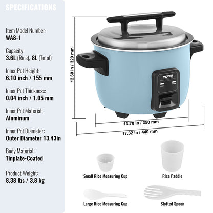 VEVOR Commercial Rice Cooker 8L 40-Cup Non-Stick 1300W Auto Keep-Warm Restaurant Catering