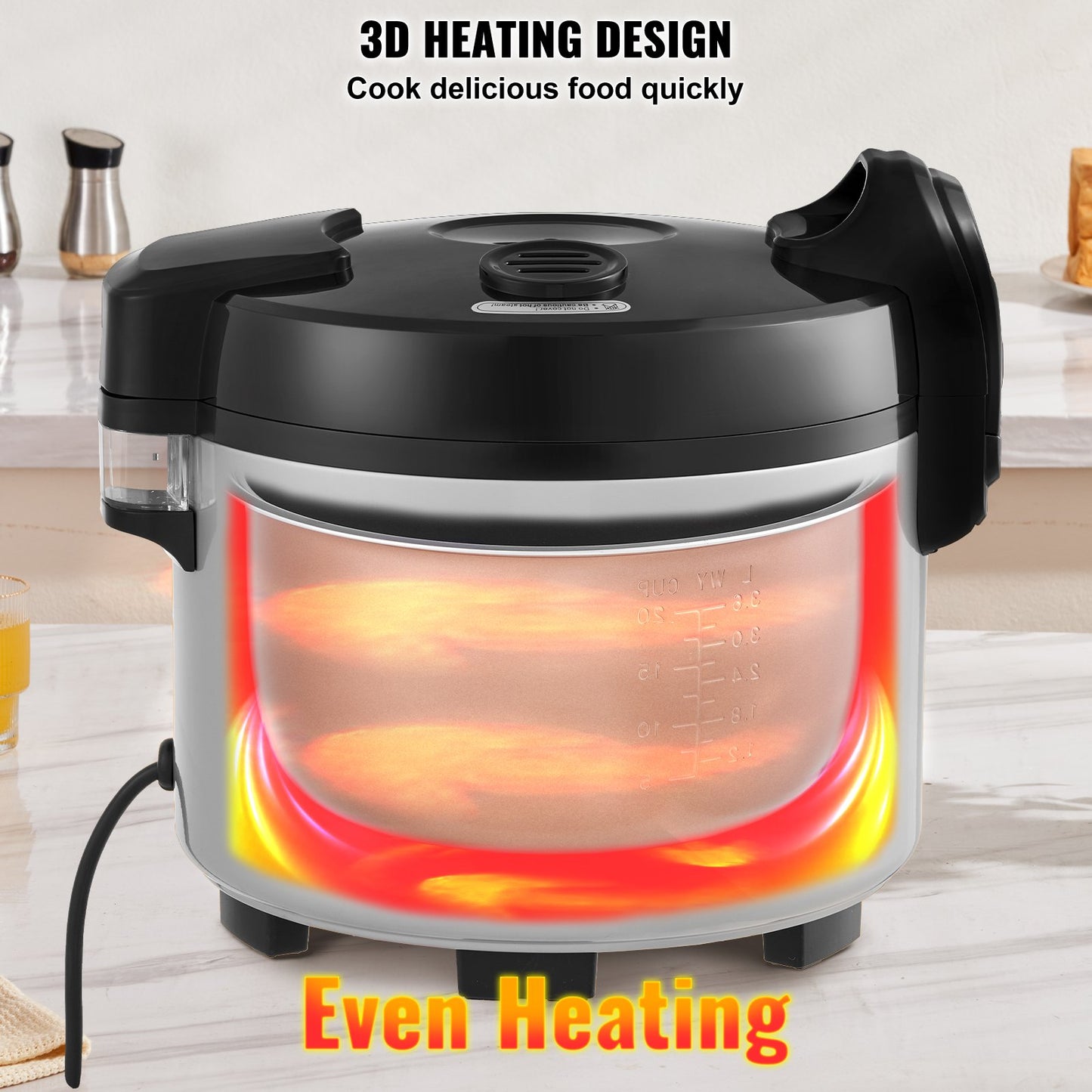 VEVOR Commercial Rice Cooker 9L 45-Cup 3D Heating Non-Stick 12-Hour Keep-Warm Restaurant Catering