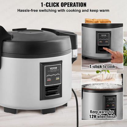 VEVOR Commercial Rice Cooker 9L 45-Cup 3D Heating Non-Stick 12-Hour Keep-Warm Restaurant Catering