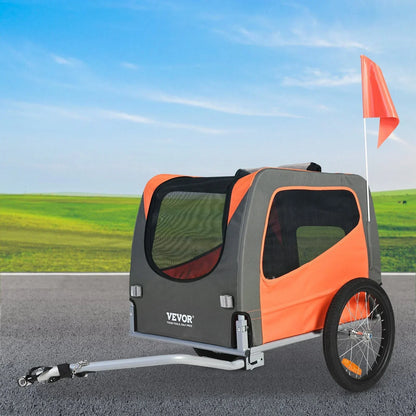 Dog Bike Trailer 30kg Capacity Foldable Quick Release Wheels Orange/Grey