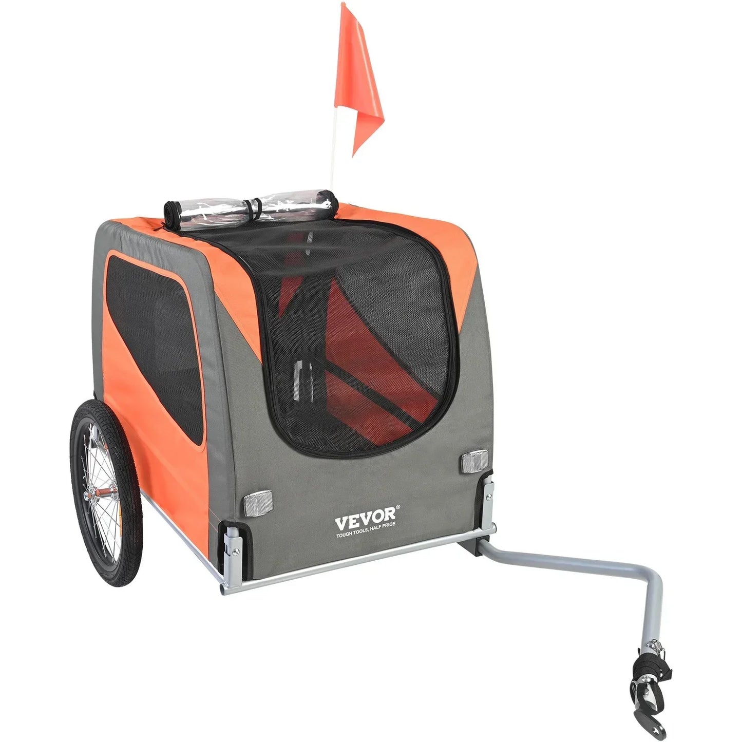 Dog Bike Trailer 30kg Capacity Foldable Quick Release Wheels Orange/Grey