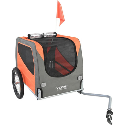Dog Bike Trailer 30kg Capacity Foldable Quick Release Wheels Orange/Grey