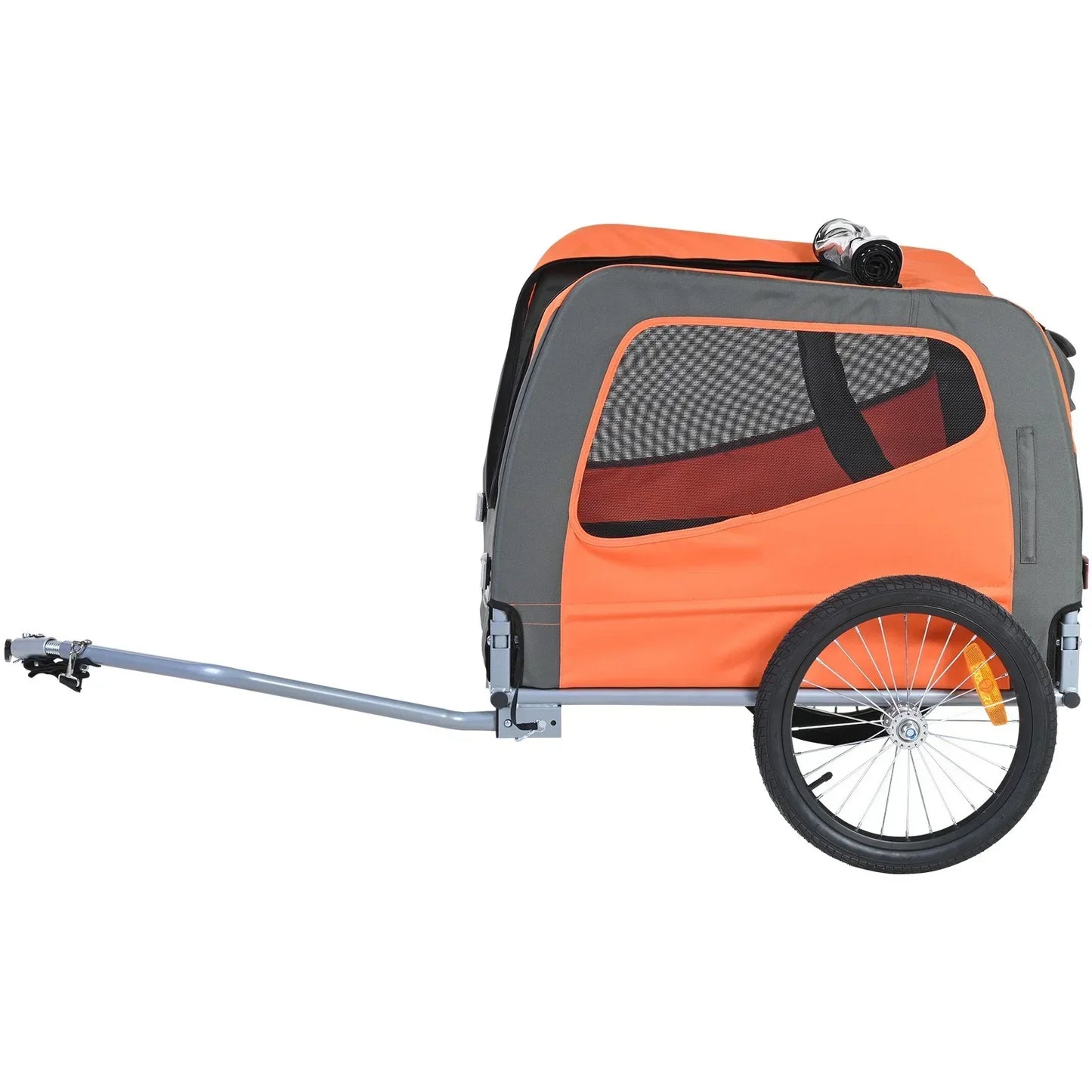Dog Bike Trailer 30kg Capacity Foldable Quick Release Wheels Orange/Grey