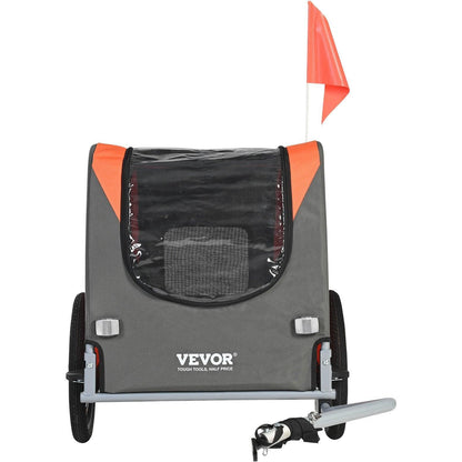 Dog Bike Trailer 30kg Capacity Foldable Quick Release Wheels Orange/Grey