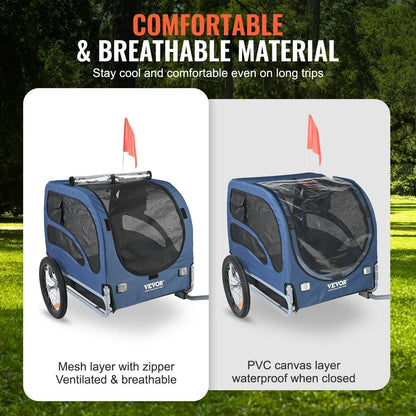 Dog Bike Trailer 45kg Capacity Foldable Quick Release Wheels Blue/Black