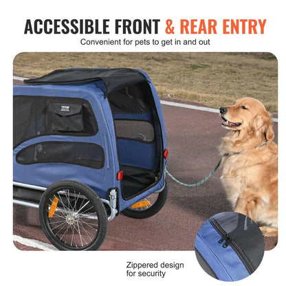 Dog Bike Trailer 45kg Capacity Foldable Quick Release Wheels Blue/Black
