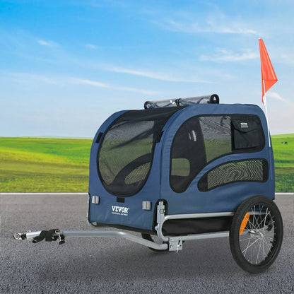 Dog Bike Trailer 45kg Capacity Foldable Quick Release Wheels Blue/Black