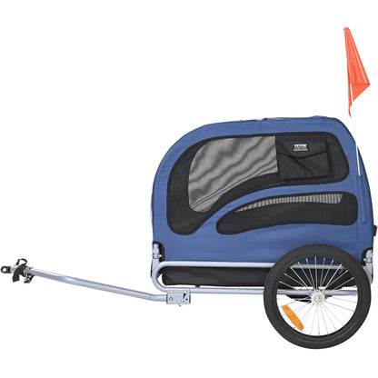 Dog Bike Trailer 45kg Capacity Foldable Quick Release Wheels Blue/Black