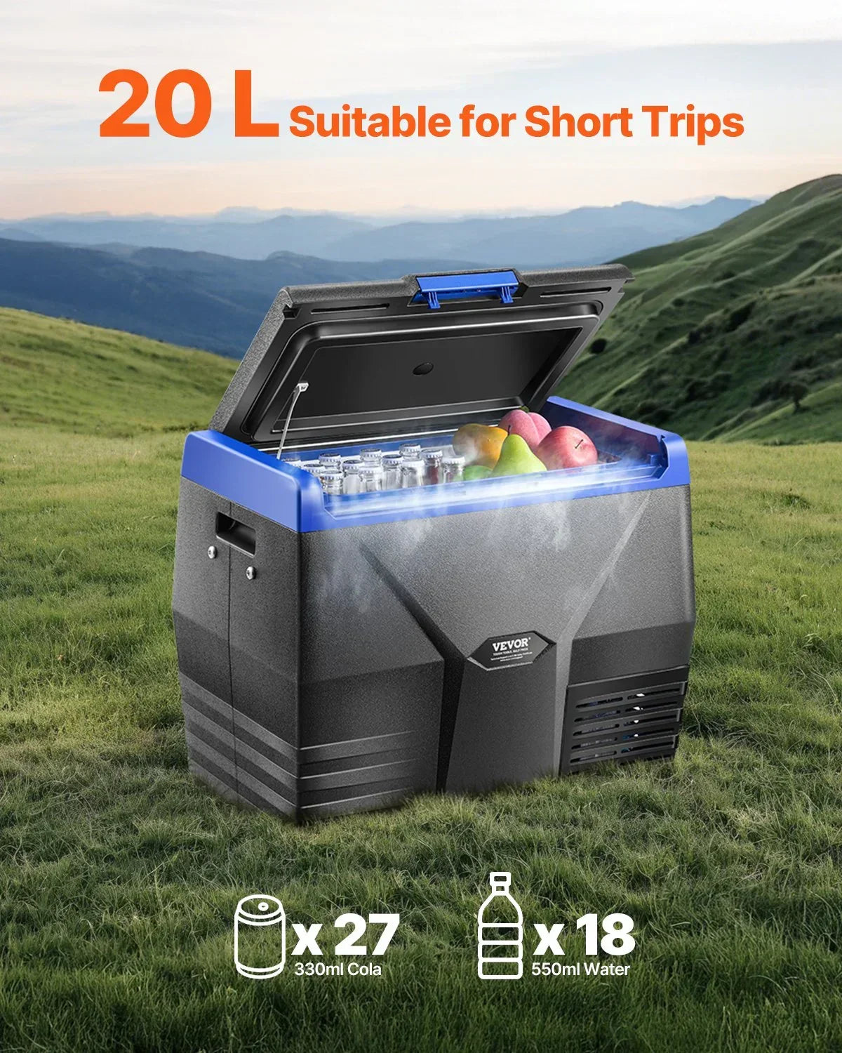 Vevor 20L Portable Car Fridge Freezer - 12V/24V Compressor Cooler