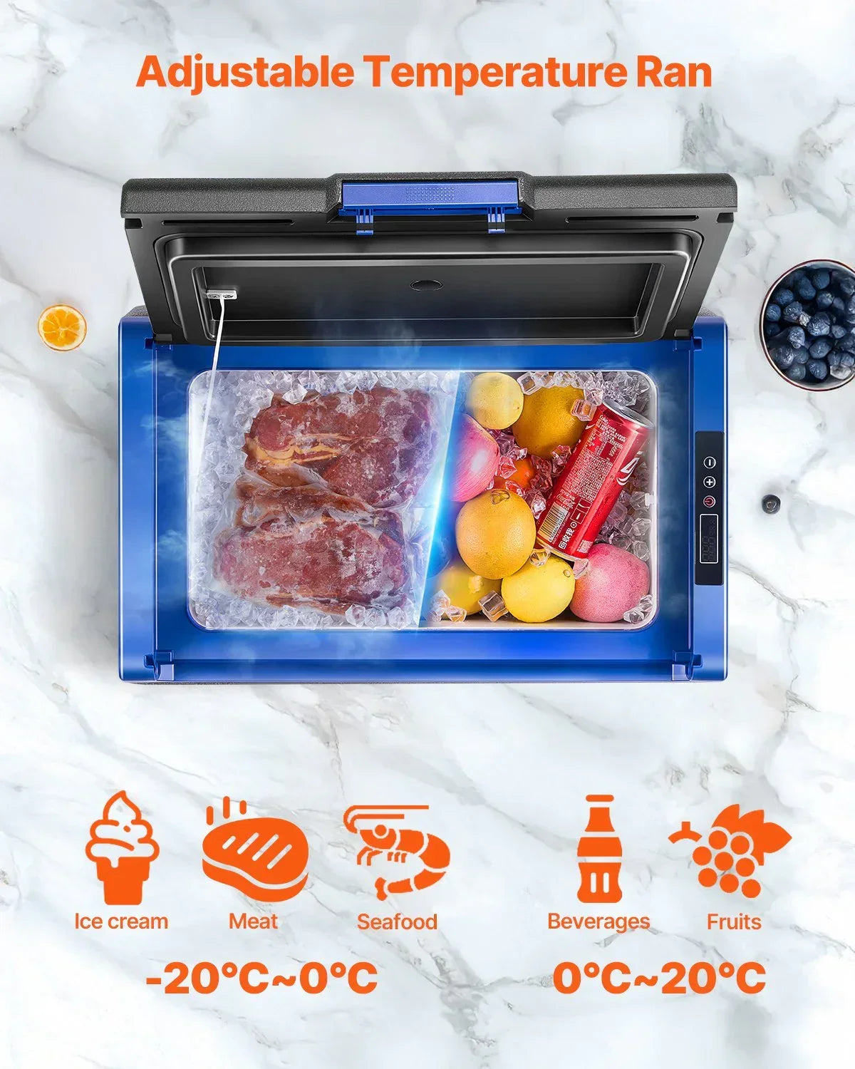 Vevor 20L Portable Car Fridge Freezer - 12V/24V Compressor Cooler