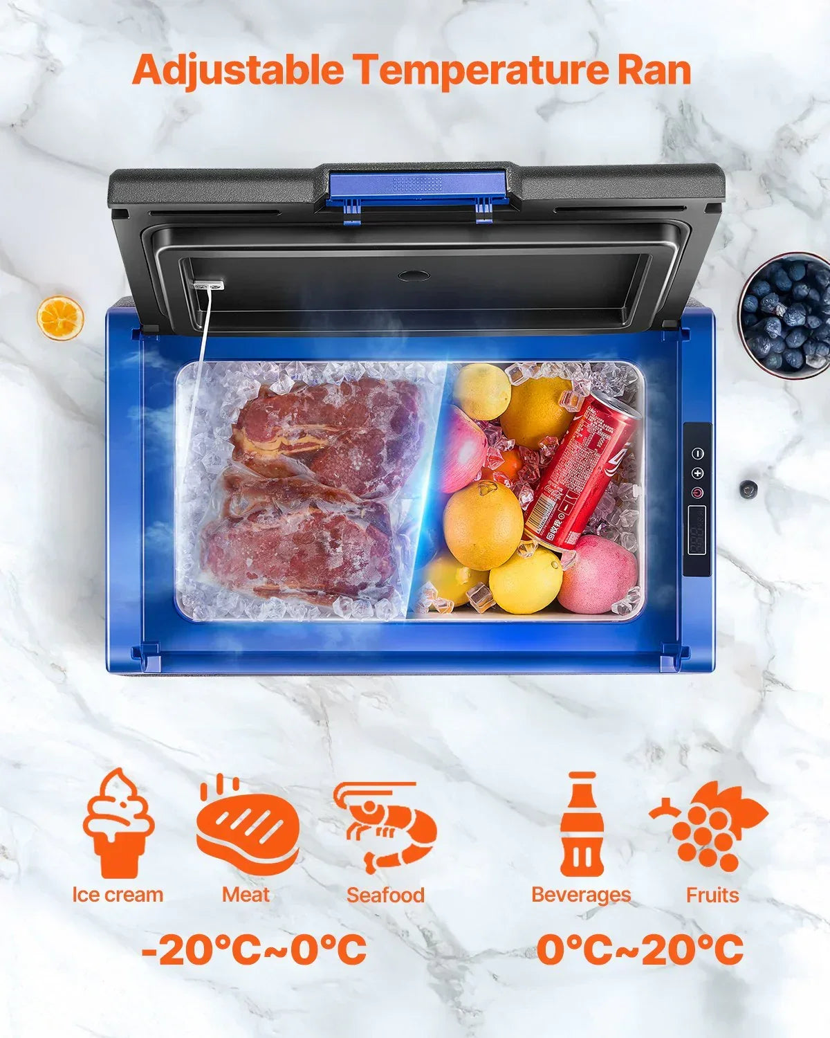 Vevor 35L Portable Car Fridge Freezer - 12V/24V Compressor Cooler